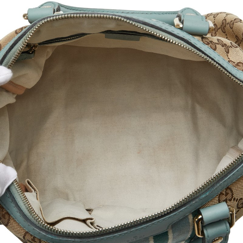 グッチ GGキャンバス ハンドバッグ ショルダーバッグ 2WAY 247205 ベージュ ブルー キャンバス レザー レディース GUCCI 【中古】