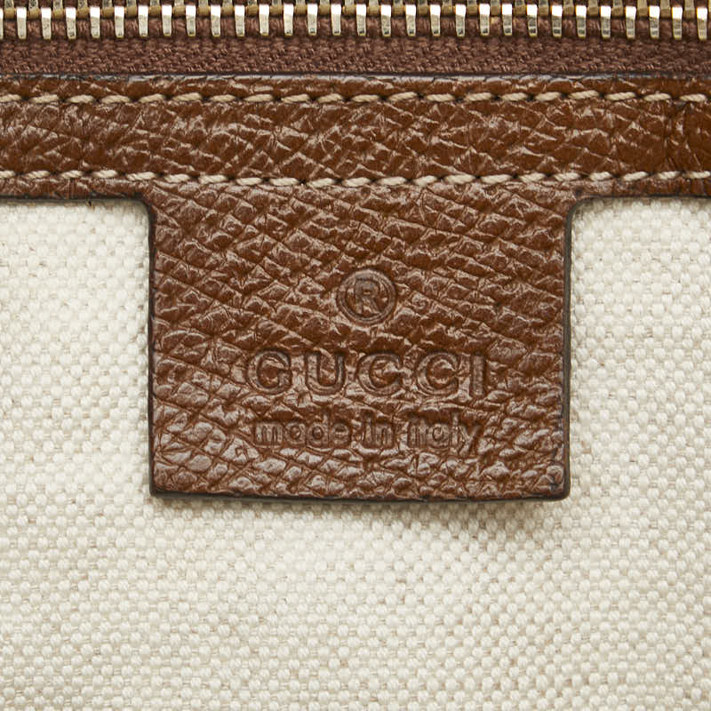 グッチ GGキャンバス トートバッグ ハンドバッグ 323673 ベージュ ブラウン キャンバス レザー レディース GUCCI 【中古】