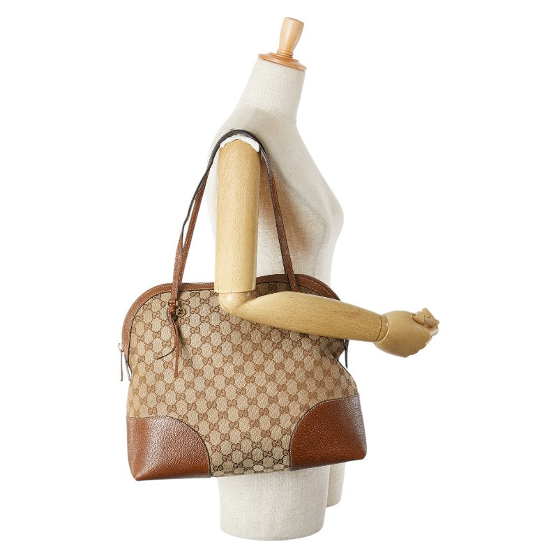 グッチ GGキャンバス トートバッグ ハンドバッグ 323673 ベージュ ブラウン キャンバス レザー レディース GUCCI 【中古】
