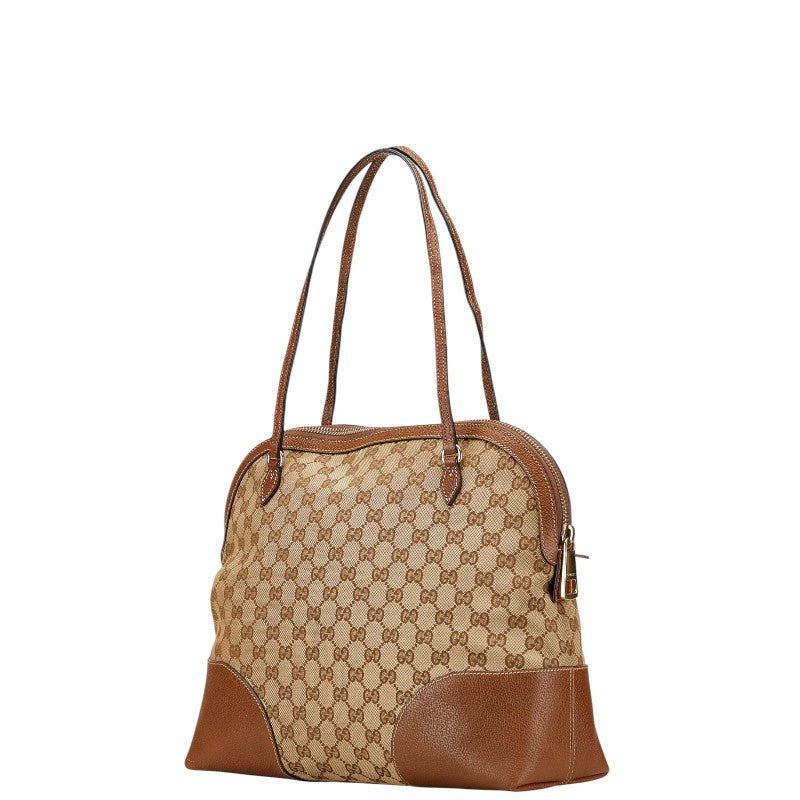 グッチ GGキャンバス トートバッグ ハンドバッグ 323673 ベージュ ブラウン キャンバス レザー レディース GUCCI 【中古】