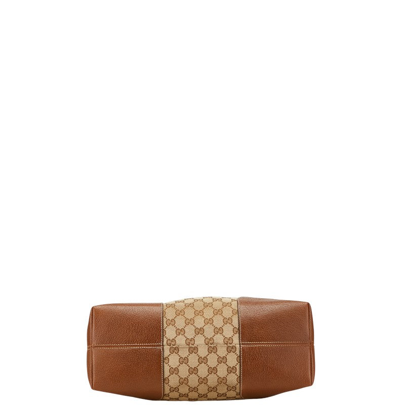 グッチ GGキャンバス トートバッグ ハンドバッグ 323673 ベージュ ブラウン キャンバス レザー レディース GUCCI 【中古】