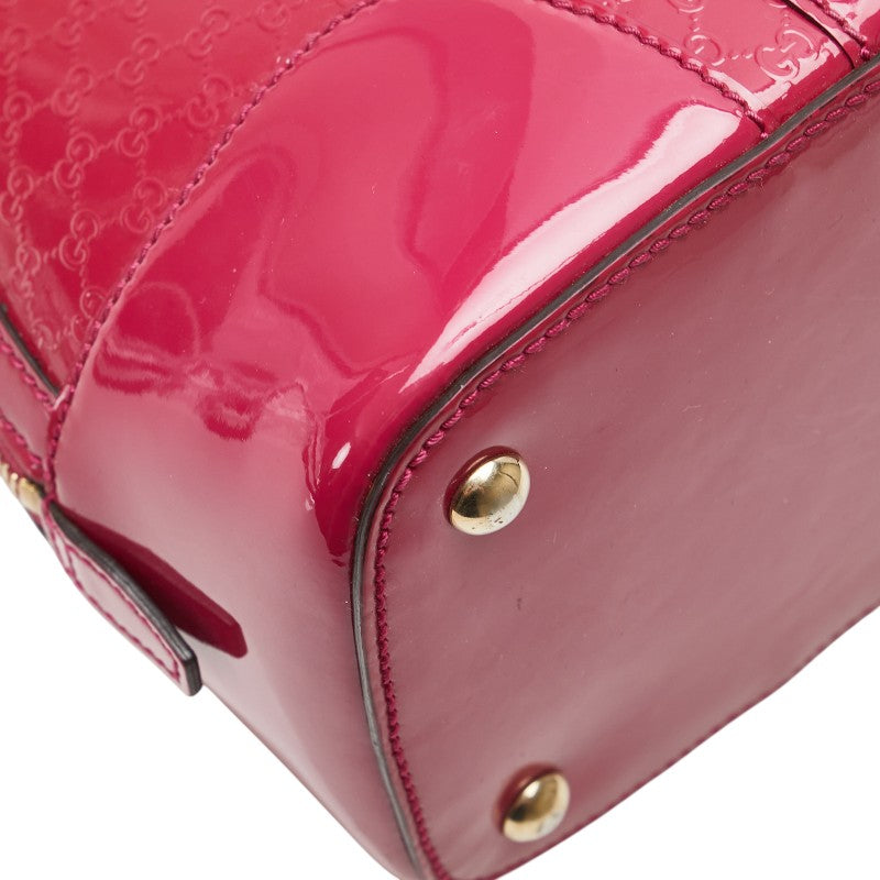 グッチ マイクロGG ハンドバッグ ショルダーバッグ 2WAY 309617 ピンク エナメル レザー レディース GUCCI 【中古】