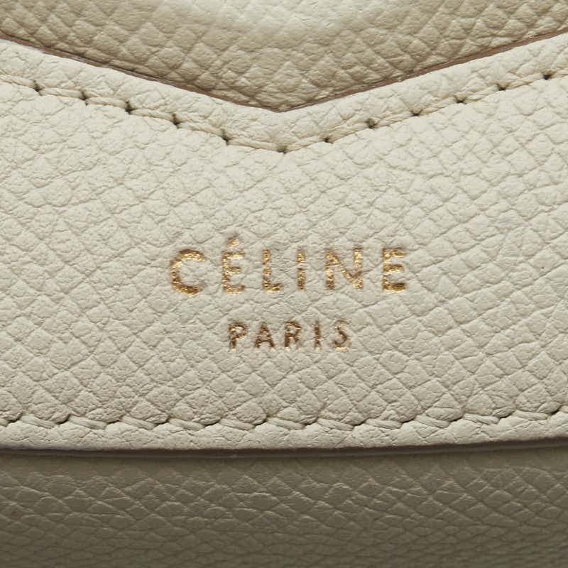 セリーヌ トロッター 斜め掛け ショルダーバッグ ホワイト レザー レディース CELINE 【中古】