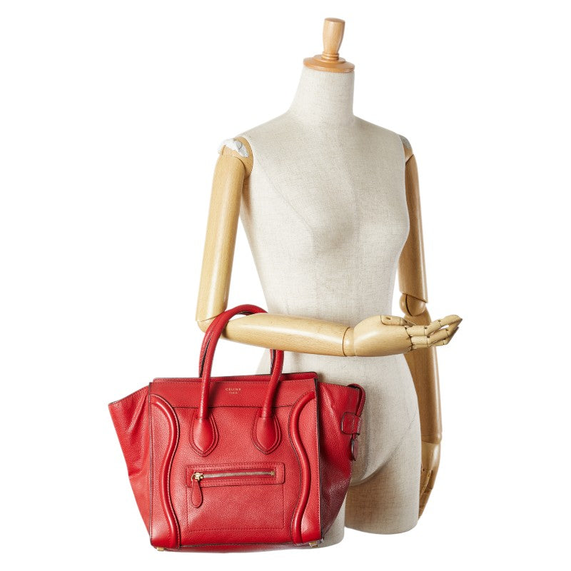セリーヌ ラゲージ ナノ ショッパー ハンドバッグ レザー レザー レディース CELINE 【中古】