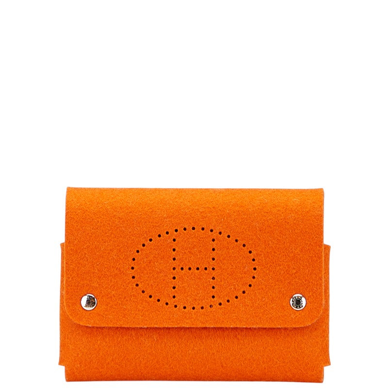 エルメス エテュイカルトGM トランプケース カードケース ポーチ オレンジ フェルト レディース HERMES 【中古】