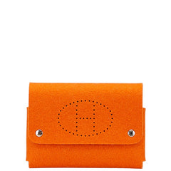 エルメス エテュイカルトGM トランプケース カードケース ポーチ オレンジ フェルト レディース HERMES 【中古】