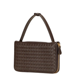 ボッテガヴェネタ イントレチャート 長財布 トラベルケース ブラウン レザー レディース BOTTEGAVENETA 【中古】