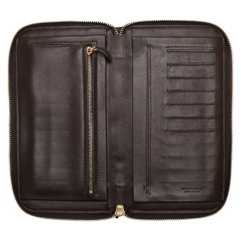 ボッテガヴェネタ イントレチャート 長財布 トラベルケース ブラウン レザー レディース BOTTEGAVENETA 【中古】