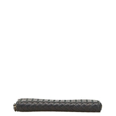 ボッテガヴェネタ イントレチャート 長財布 ラウンドファスナー ブラック レザー レディース BOTTEGAVENETA 【中古】