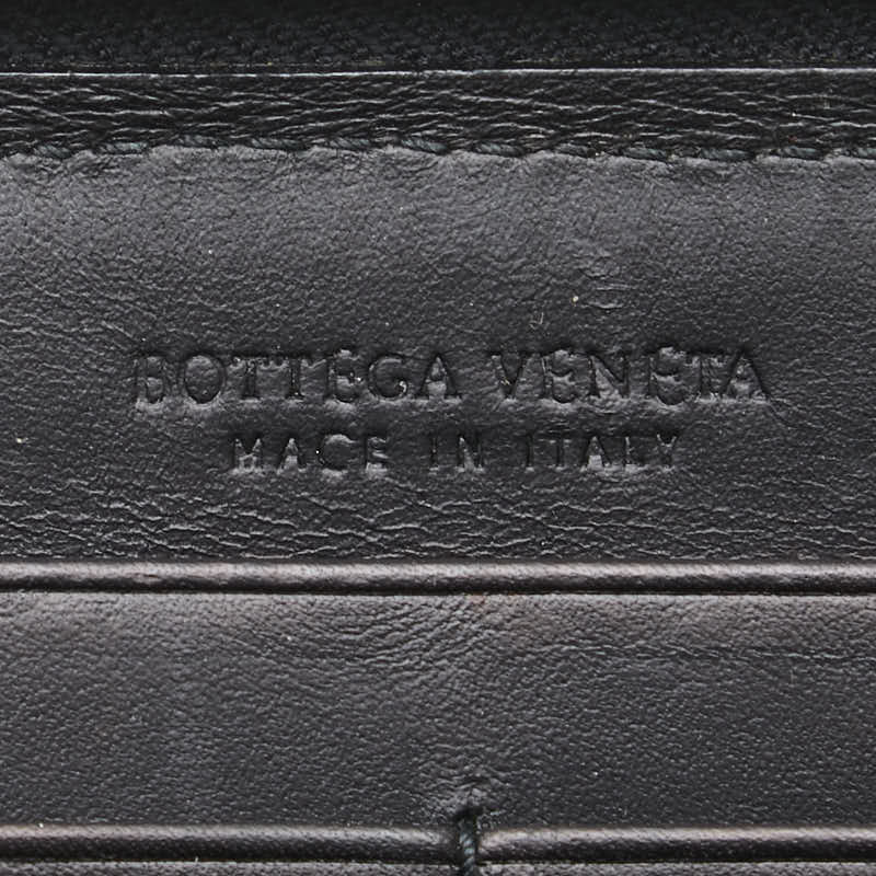 ボッテガヴェネタ イントレチャート 長財布 ラウンドファスナー ブラック レザー レディース BOTTEGAVENETA 【中古】