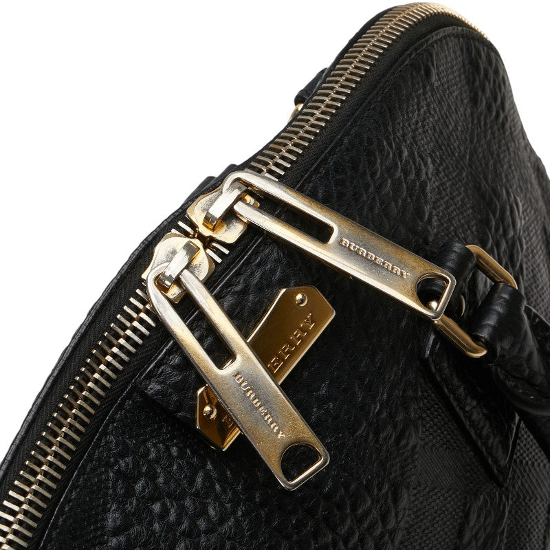 バーバリー ロゴ金具 ハンドバッグ ブラック レザー レディース BURBERRY 【中古】