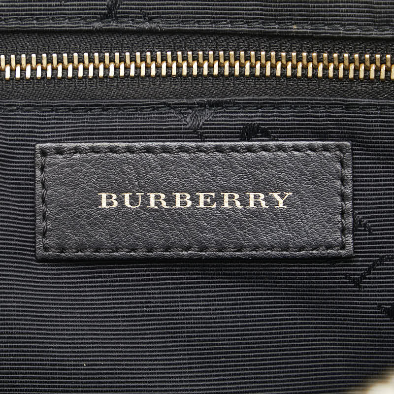 バーバリー ロゴ金具 ハンドバッグ ブラック レザー レディース BURBERRY 【中古】