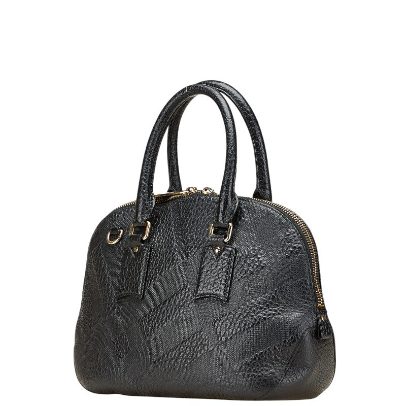 バーバリー ロゴ金具 ハンドバッグ ブラック レザー レディース BURBERRY 【中古】