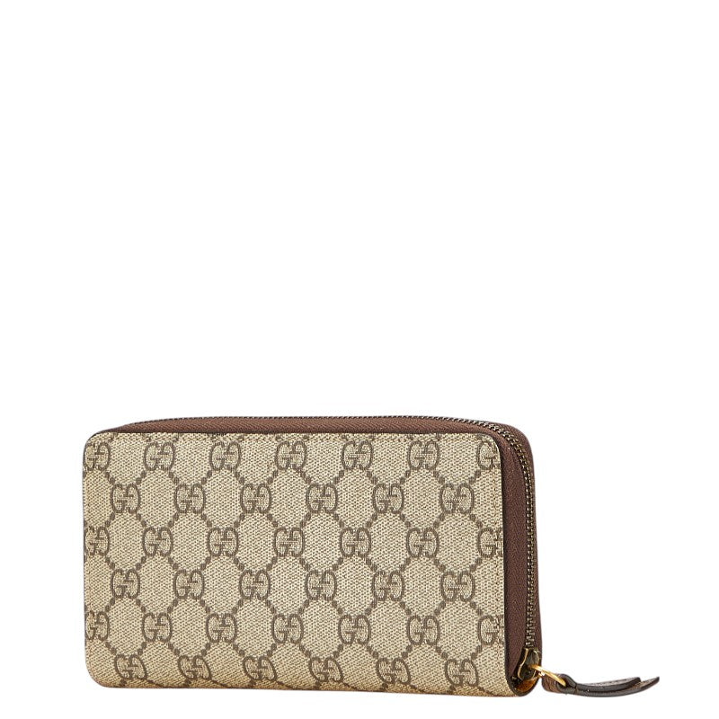 グッチ GGスプリーム ネオヴィンテージ ラウンドファスナー 長財布 473953 ベージュ ブラウン PVC レザー レディース GUCCI 【中古】