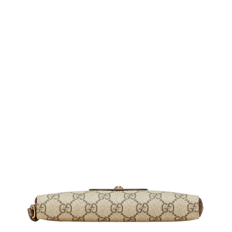 グッチ GGスプリーム ネオヴィンテージ ラウンドファスナー 長財布 473953 ベージュ ブラウン PVC レザー レディース GUCCI 【中古】