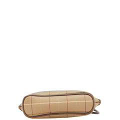 バーバリー チェック ショルダーバッグ カーキグリーン ブラウン キャンバス レザー レディース BURBERRY 【中古】