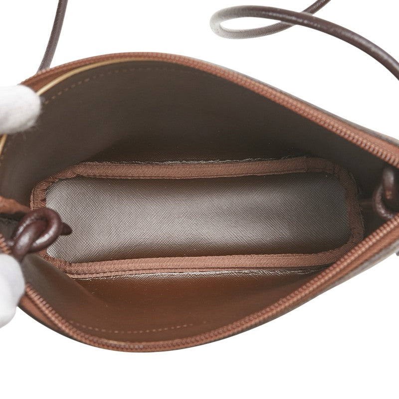 バーバリー チェック ショルダーバッグ カーキグリーン ブラウン キャンバス レザー レディース BURBERRY 【中古】