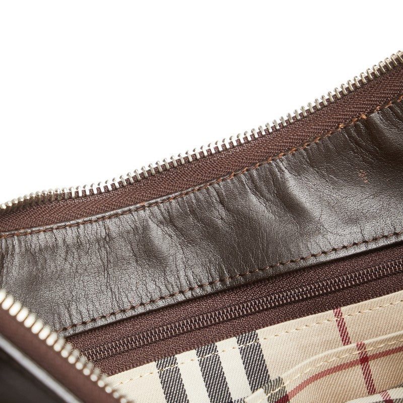 バーバリー ノバチェック ワンショルダーバッグ ブラウン レザー レディース BURBERRY 【中古】