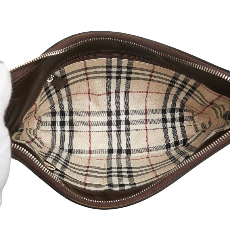 バーバリー ノバチェック ワンショルダーバッグ ブラウン レザー レディース BURBERRY 【中古】