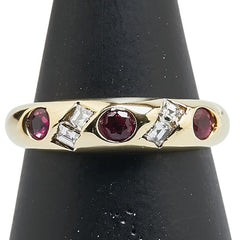 K18YG イエローゴールド ルビー ダイヤ リング 指輪 レディース 13号 【中古】