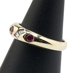 K18YG イエローゴールド ルビー ダイヤ リング 指輪 レディース 13号 【中古】