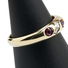 K18YG イエローゴールド ルビー ダイヤ リング 指輪 レディース 13号 【中古】