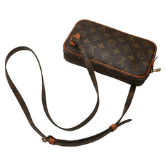 ルイ ヴィトン モノグラム ポシェット マルリーバンドリエール 斜めがけ ショルダー M51828 ブラウン PVC レザー レディース LOUIS VUITTON 【中古】