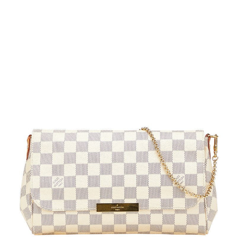 ルイ ヴィトン ダミエ アズール フェイボリットMM チェーン ハンドバッグ N41275 ホワイト PVC レザー レディース LOUIS VUITTON 【中古】