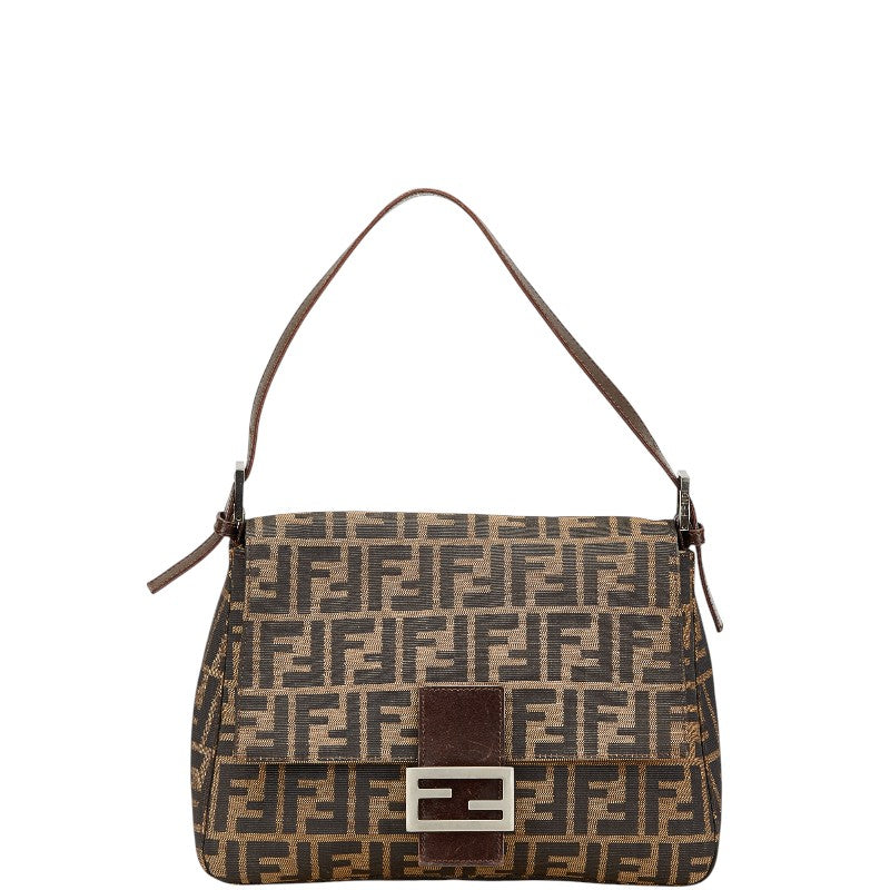 フェンディ ズッカ マンマバケット ハンドバッグ ブラウン キャンバス レザー レディース FENDI 【中古】