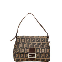 フェンディ ズッカ マンマバケット ハンドバッグ ブラウン キャンバス レザー レディース FENDI 【中古】
