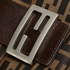 フェンディ ズッカ マンマバケット ハンドバッグ ブラウン キャンバス レザー レディース FENDI 【中古】