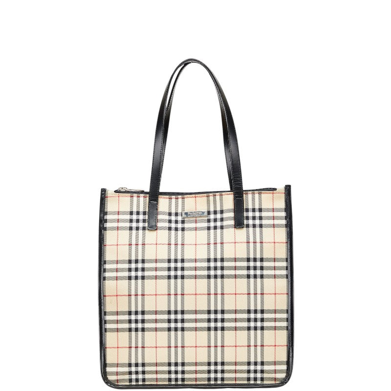 バーバリー ノバチェック ハンドバッグ トートバッグ ベージュ マルチカラー ナイロン レザー レディース BURBERRY 【中古】