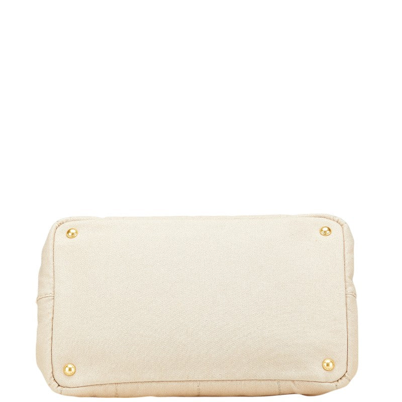 プラダ 三角ロゴプレート カナパM ハンドバッグ B1877B ベージュ キャンバス レディース PRADA 【中古】