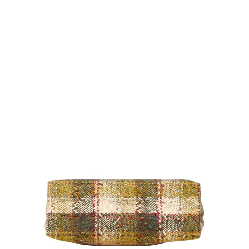 バーバリー チェック ハンドバッグ グリーン レッド ブラック ウール エナメル スエード レディース BURBERRY 【中古】
