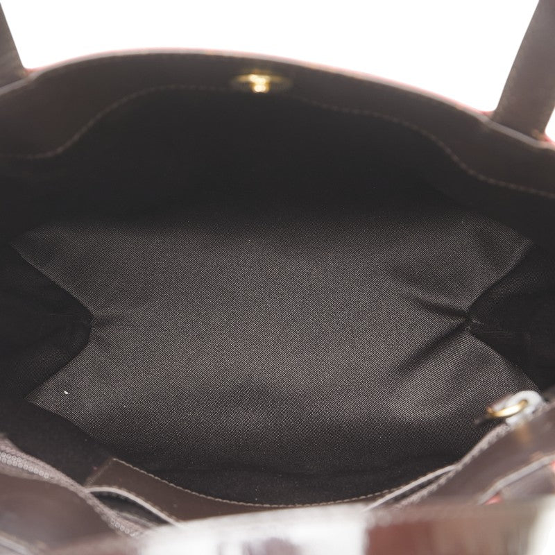 バーバリー チェック ハンドバッグ グリーン レッド ブラック ウール エナメル スエード レディース BURBERRY 【中古】