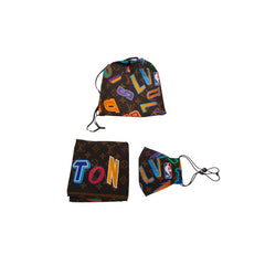 ルイ ヴィトン × NBA モノグラム レターズ マスク バンダナスカーフ 巾着 3点セット MP3031 ブラウン マルチカラー コットン シルク レディース LOUIS VUITTON 【中古】