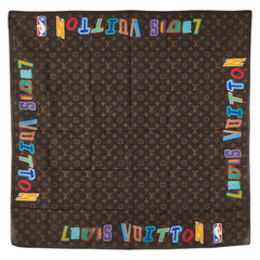 ルイ ヴィトン × NBA モノグラム レターズ マスク バンダナスカーフ 巾着 3点セット MP3031 ブラウン マルチカラー コットン シルク レディース LOUIS VUITTON 【中古】