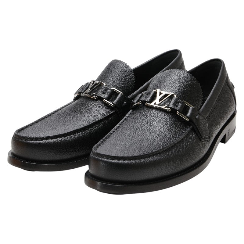 ルイ ヴィトン メジャー ライン LV ローファー サイズ:7 ブラック レザー メンズ LOUIS VUITTON 【中古】