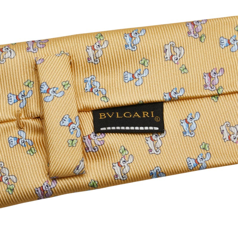 ブルガリ 犬 ドッグ ネクタイ イエロー マルチカラー シルク メンズ BVLGARI 【中古】