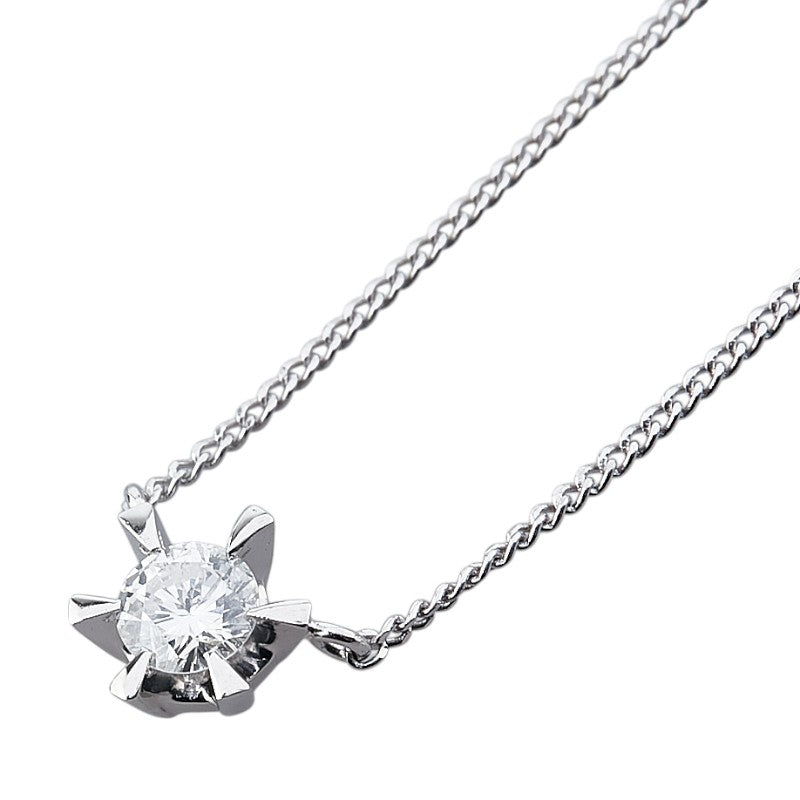 Pt900 プラチナ Pt850 プラチナ ダイヤ0.312ct プチ ネックレス レディース 【中古】