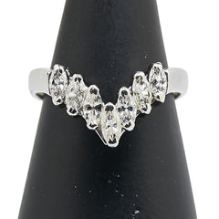 Pt900 プラチナ ダイヤ0.65ct V字 リング 指輪 レディース 11.5号 【中古】