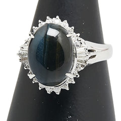 Pt900 プラチナ クロシドライトクオーツ4.08ct ダイヤ0.32ct リング 指輪 レディース 12.5号 【中古】