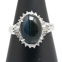 Pt900 プラチナ クロシドライトクオーツ4.08ct ダイヤ0.32ct リング 指輪 レディース 12.5号 【中古】