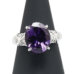 K18WG ホワイトゴールド アメジスト3.70ct ダイヤ0.08ct リング 指輪 レディース 10.5号 【中古】