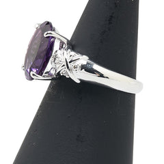 K18WG ホワイトゴールド アメジスト3.70ct ダイヤ0.08ct リング 指輪 レディース 10.5号 【中古】