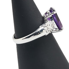 K18WG ホワイトゴールド アメジスト3.70ct ダイヤ0.08ct リング 指輪 レディース 10.5号 【中古】