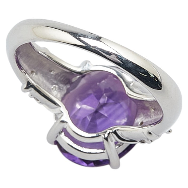 K18WG ホワイトゴールド アメジスト3.70ct ダイヤ0.08ct リング 指輪 レディース 10.5号 【中古】