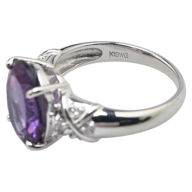 K18WG ホワイトゴールド アメジスト3.70ct ダイヤ0.08ct リング 指輪 レディース 10.5号 【中古】