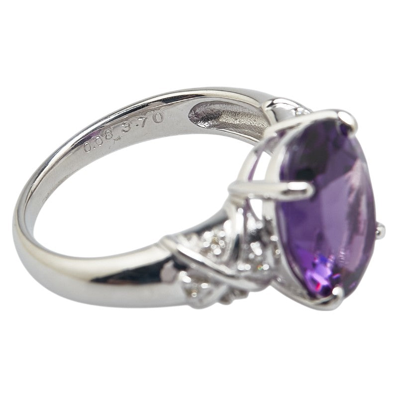 K18WG ホワイトゴールド アメジスト3.70ct ダイヤ0.08ct リング 指輪 レディース 10.5号 【中古】