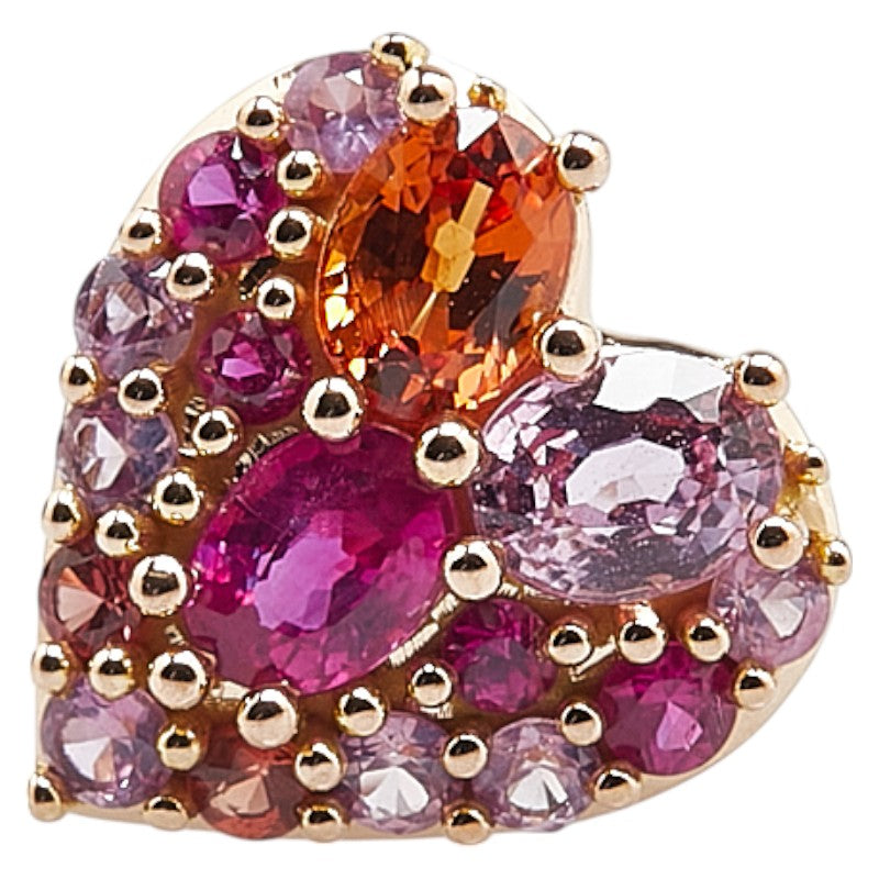 K18PG ピンクゴールド サファイア0.70ct ルビー0.28ct ハート モチーフ ペンダントトップ レディース 【中古】